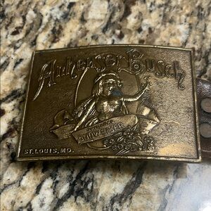 Anheuser Busch Vintage Brass Buckle and leather belt